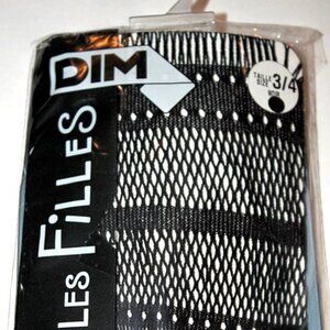 DIM OH Les Filles GIRL Pantyhose COLLANTS Tights 3/4 Black FLEUR BAGUETTE